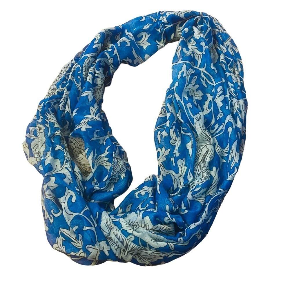 Charming Charlie Blue Floral Paisley Infinity Scarf